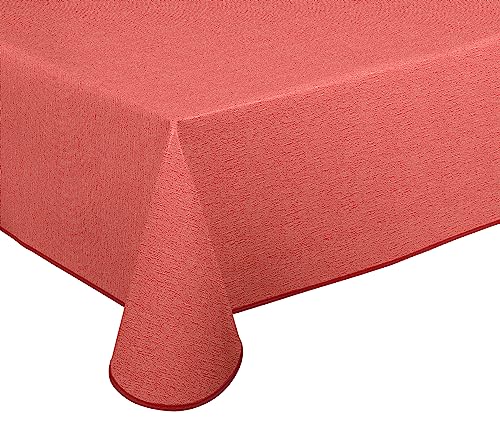 Wachstuch Tischdecke abwischbar rutschfest mit Paspelband Eckig Rund Oval, Motiv Farbe Größe wählbar (Leinenstruktur Rot, Eckig 130x220 cm) von BEAUTEX