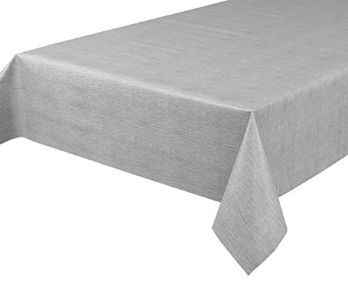 Wachstuchtischdecke Wachstuch Tischdecke abwischbar ECKIG RUND OVAL, Motiv und Größe wählbar (Motiv: Leinen grau, Rund 140 cm) von BEAUTEX