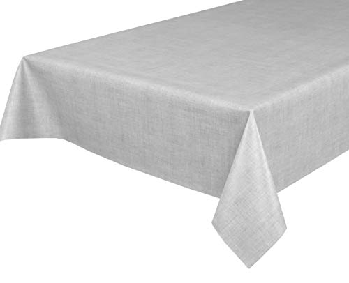 Wachstuchtischdecke Wachstuch Tischdecke abwischbar ECKIG RUND OVAL, Motiv und Größe wählbar (Motiv: Leinen hellgrau, Rund 140 cm) von BEAUTEX