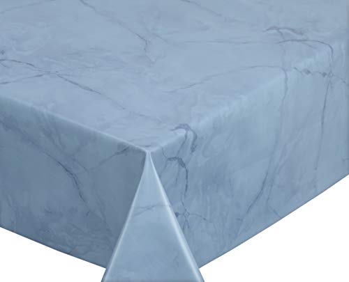 Wachstuchtischdecke abwischbar, OVAL RUND ECKIG, fleckenabweisende Gartentischdecke Marmorstein, zuschneidbare Wachstuch Tischdecke (Eckig 140x120 cm, Hellblau) von BEAUTEX