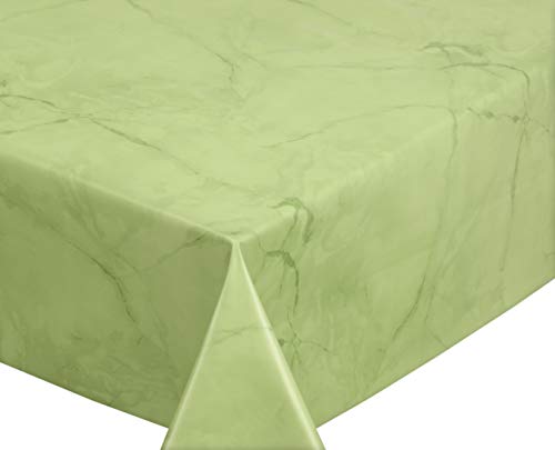 Wachstuchtischdecke abwischbar, OVAL RUND ECKIG, fleckenabweisende Gartentischdecke Marmorstein, zuschneidbare Wachstuch Tischdecke (Eckig 140x360 cm, Apfelgrün) von BEAUTEX