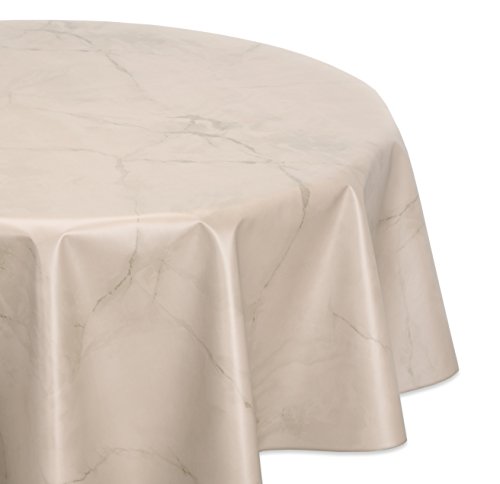 Wachstuchtischdecke abwischbar, OVAL RUND ECKIG, fleckenabweisende Gartentischdecke Marmorstein, zuschneidbare Wachstuch Tischdecke (Oval 130x170 cm, Beige) von BEAUTEX