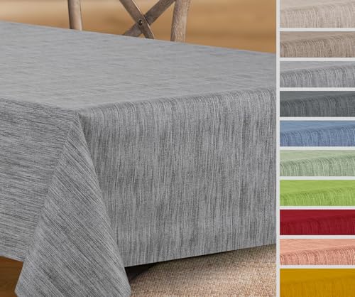 Wachstuchtischdecke rund oval eckig, Georginias Tischdecke abwischbar, Farbe und Größe wählbar (Oval 130 x 170 cm Grau) von BEAUTEX