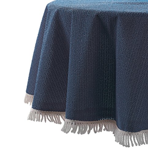 Wetterfeste Garten Balkon Terrasse Camping Weichschaum Tischdecke, Größe + Farbe wählbar (rund 130 cm, Dunkelblau) von BEAUTEX