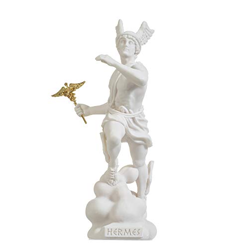 BEAUTIFUL GREEK STATUES Hermes Mercury God Zeus Sohn R?mische Statue Alabaster, 22,9 cm von BEAUTIFUL GREEK STATUES