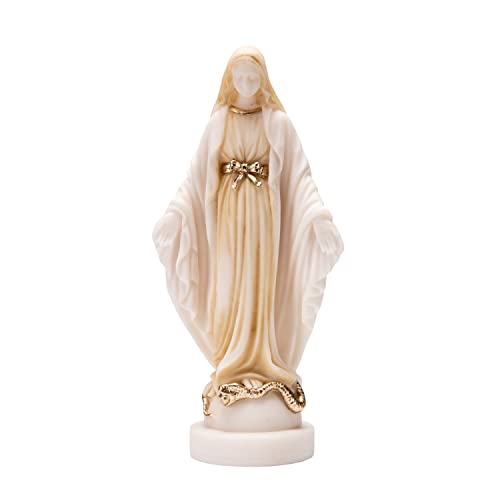 BEAUTIFUL GREEK STATUES Jungfrau Maria Jesus Mutter Jesus Statue Alabaster Goldton 17,8 cm von BeautifulGreekStatues