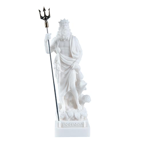 BEAUTIFUL GREEK STATUES Poseidon griechischer Gott des Meeres mit Dreizack Statue Figur Alabaster 7 Zoll von BeautifulGreekStatues