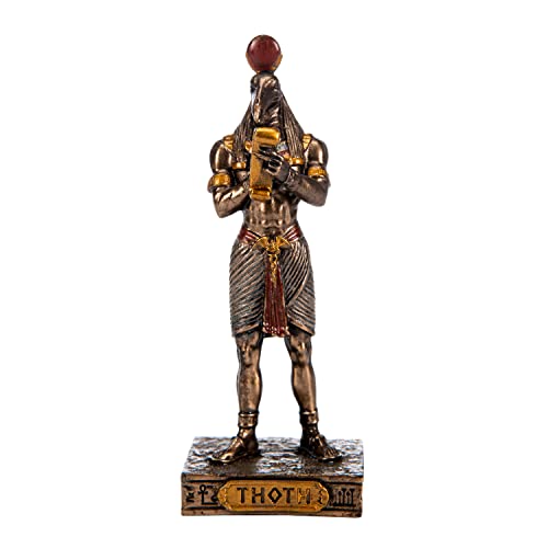 BEAUTIFUL GREEK STATUES Thoth Ägyptischer Gott Kunstharz-Figuren, handbemalte Bronze-Miniatur-Statue, 8,3 cm von BEAUTIFUL GREEK STATUES