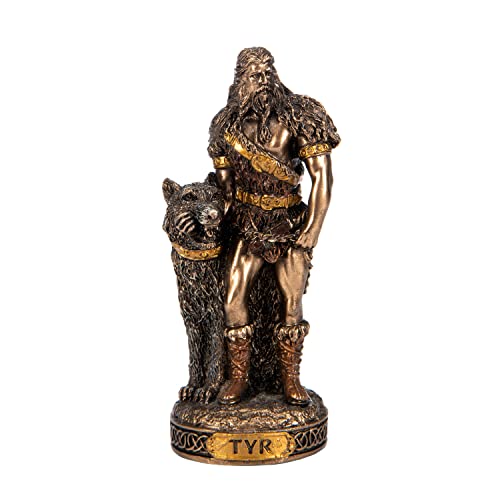 BEAUTIFUL GREEK STATUES Tyr Skandinavischer Gott Kunstharz-Figuren, handbemalte Bronze-Miniatur-Statue, 7,9 cm von BeautifulGreekStatues