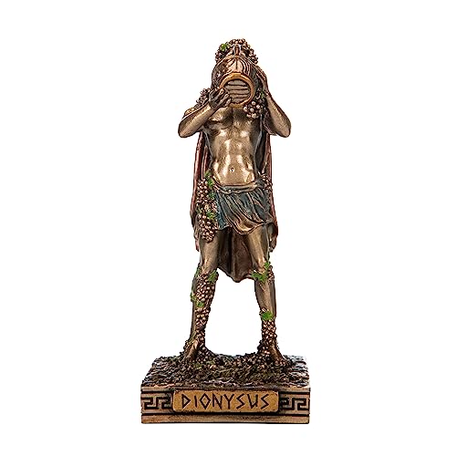 Dionysos Statue Bacchus griechischer Gott des Weins Traubenernte Miniatur Kaltguss Bronze Statue 8,4 cm von BEAUTIFUL GREEK STATUES