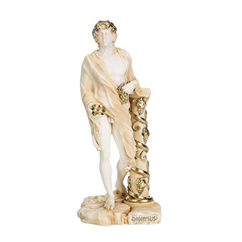 Dionysus Statue Bacchus Griechischer Weingott Traubenernte Alabaster Skulptur Gold 6,69 Zoll von BEAUTIFUL GREEK STATUES