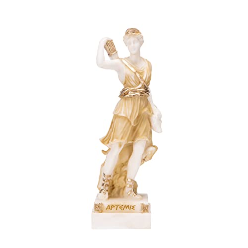 Göttin Artemis Diana griechische Statue Natur Mond Goldton Alabaster 6,2 Zoll von BEAUTIFUL GREEK STATUES