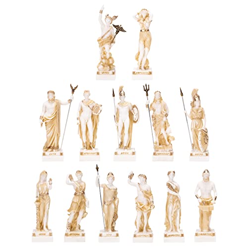 Set 13 Olympian Gods of Mount Olympus Pantheon Alabaster Statuen 6,7 Zoll von BEAUTIFUL GREEK STATUES