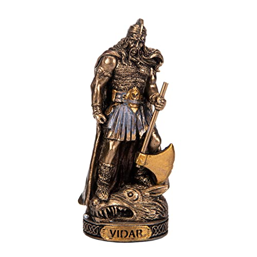 Vidar Skandinavischer Gott Kunstharz Figuren handbemalt Bronze Miniatur Statue 8,3 cm von BEAUTIFUL GREEK STATUES