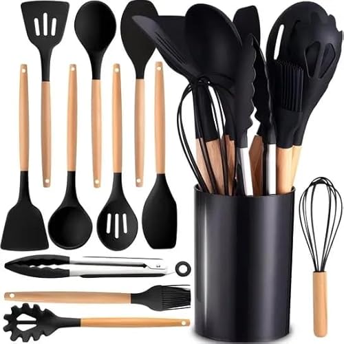 12-teiliges Küchenhelfer-Set – Schwarze Silikon-Kochutensilien – Leicht zu Reinigen, Langlebig 12-teiliges Küchenhelfer-Set – Schwarze Silikon-Kochutensilien – Leicht zu Reinigen, Langlebig von BEAUTIONA