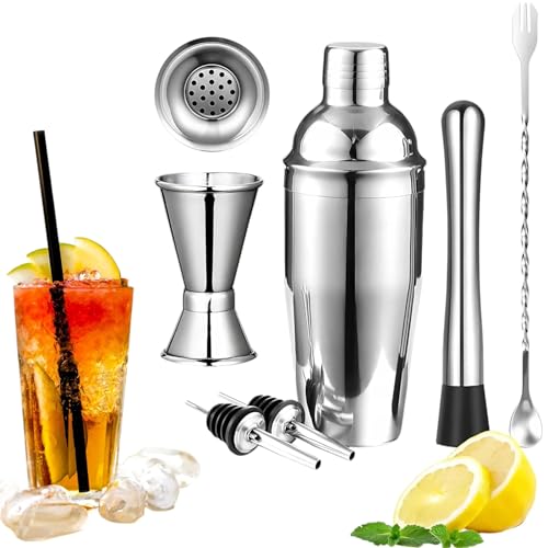 Professionelles Barkeeper-Set 6 EL. - Shaker 750ml mit Sieb, Jigger, Barkeeper Löffel, Muddler, Ausgießer, Edelstahl - Ideal für Cocktails von BEAUTIONA