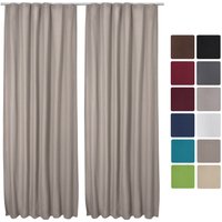 2er Set Beautissu Kräuselband Vorhang Amelie Luna thermo 140x245cm Sand von BEAUTISSU