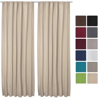 Beautissu - 2er Set Kräuselband Vorhang Amelie Luna thermo 140x245cm Creme von BEAUTISSU