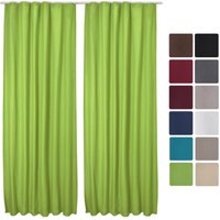 2er Set Beautissu Kräuselband Vorhang Amelie Luna thermo 140x245cm Grün von BEAUTISSU