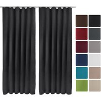 2er Set Kräuselband Amelie Nora blackout 140x245cm Schwarz von BEAUTISSU