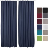 2er Set Beautissu Kräuselband Vorhang Amelie Luna thermo 140x245cmBlau von BEAUTISSU