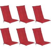 6er Set Beautissu Hochlehner Auflage Loft hl 120x50x6cm Rot 6er Set Beautissu Hochlehner Auflage Loft hl 120x50x6cm Rot von BEAUTISSU
