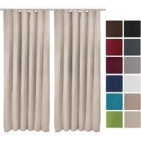 2er Set Kräuselband Amelie Nora blackout 140x245cm Creme von BEAUTISSU
