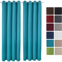 2er Set Ösenschal Amelie Nora blackout 140x245 cm Türkis von BEAUTISSU