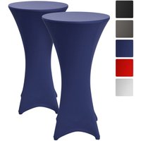 Beautissu - 2er Set Stella Stehtischhusse Stretch ø 70cm Blau von BEAUTISSU