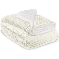 Sherpa Kuscheldecke Elisa - Coral Fleece Mikrofaser Natur, 220cm, 240 - Beautissu von BEAUTISSU