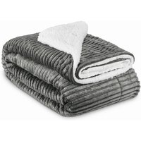 Sherpa Kuscheldecke Elisa - Coral Fleece Mikrofaser Anthrazit, 200cm, 150cm - Beautissu von BEAUTISSU