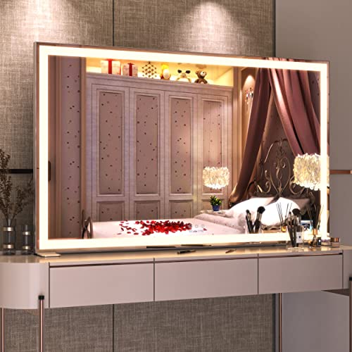 BEAUTME Schminkspiegel mit Beleuchtung, Hollywood Spiegel mit Dimmbare LED Licht, 3 Farbtemperatur Licht, Touch Control, Tischplatte oder Wandhalterung für Schlafzimmer Schminktisch von BEAUTME