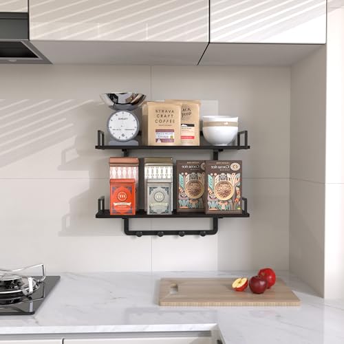 BEAUTME Schweberegale für die Wand, 61 cm, 2 Etagen, Küchenregale zur Wandmontage mit 4 Haken, Hängeregale für Wohnzimmer, Kaffeebar, Schlafzimmer, Badezimmer, Schwarz BEAUTME Schweberegale für die Wand, 61 cm, 2 Etagen, Küchenregale zur Wandmontage mit 4 Haken, Hängeregale für Wohnzimmer, Kaffeebar, Schlafzimmer, Badezimmer, Schwarz von BEAUTME