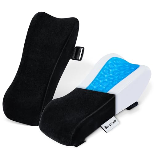 Armlehnen Polster – BEAUTRIP Bürostuhl Armkissen – Armlehnenauflage für Arme und Ellenbogen (2er Set) (Schwarz mit Gel_Velvet) von BEAUTRIP