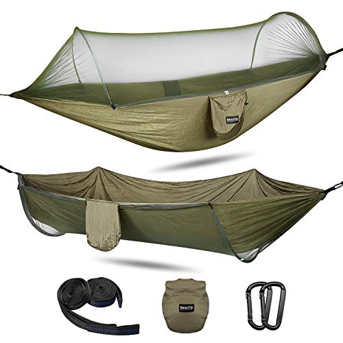 BEAUTRIP Große Hängematte mit Moskitonetz-Baum-Bügeln, leichtes Fallschirm-Gewebe-Hängematten-Bett-hängendes Schwingen-Schlafenbett für das Kampieren im Freien das Wandern reisend Garten von BEAUTRIP