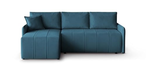 BEAUTY SOFA Moderne stilvolle Ecksofa L-Form Capri -Raumecke universell - Ecke aus Stoff mit Nano-Block-System - Dekoratives Kopfteil - Farbe Blau (Velo 631) - 271x185x82cm von BEAUTY SOFA