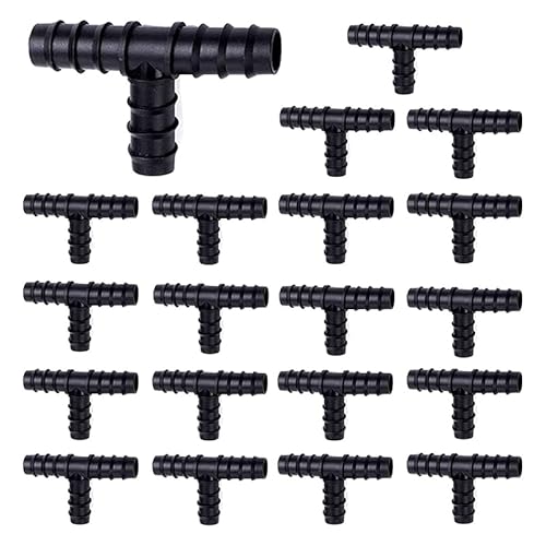 20 Stück T-Steckverbinder Schlauchverbinder 16mm Schlauch Verbinder für 16mm Bewässerung System, 13mm Innen Schlauch Eckverbinder, PE Rohr Verbinder, t-stück Bewässerung Anschluss Kit für Schläuche von BEAUTYBIGBANG