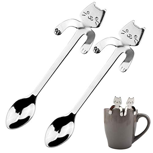 BEAUTYBIGBANG 2 Stück Katzenform Edelstahl Löffel Set, Kaffee Löffel, Teelöffel, 11.8cm, Silber für Tee, Kaffee, Cappuccino, Espresso BEAUTYBIGBANG 2 Stück Katzenform Edelstahl Löffel Set, Kaffee Löffel, Teelöffel, 11.8cm, Silber für Tee, Kaffee, Cappuccino, Espresso von BEAUTYBIGBANG