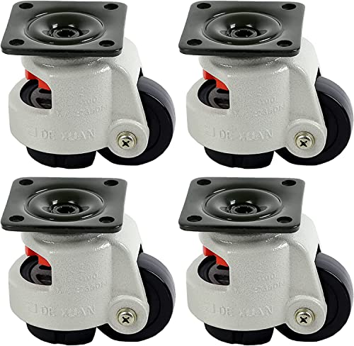 Schwerlast Rollen Lenkrollen 50mm Werkbank Werkstatt Maximal Belastbar 1000kg, 4 STK Einziehbare Nivellierrolle Industrielle Maschine Nivellierung Nachlauf für Prowerkbank von BEAUTYBIGBANG