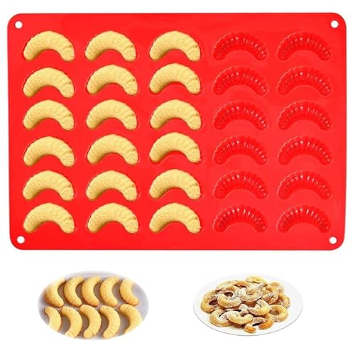 Vanille Kipferl Croissant Form Silikon French Croissants Kuchenform Schokoladenform Backblech Temperaturbeständig für Pralinen Parfait Mousses Tschechische Weihnachten Süßigkeiten Kuchen von IYVYI
