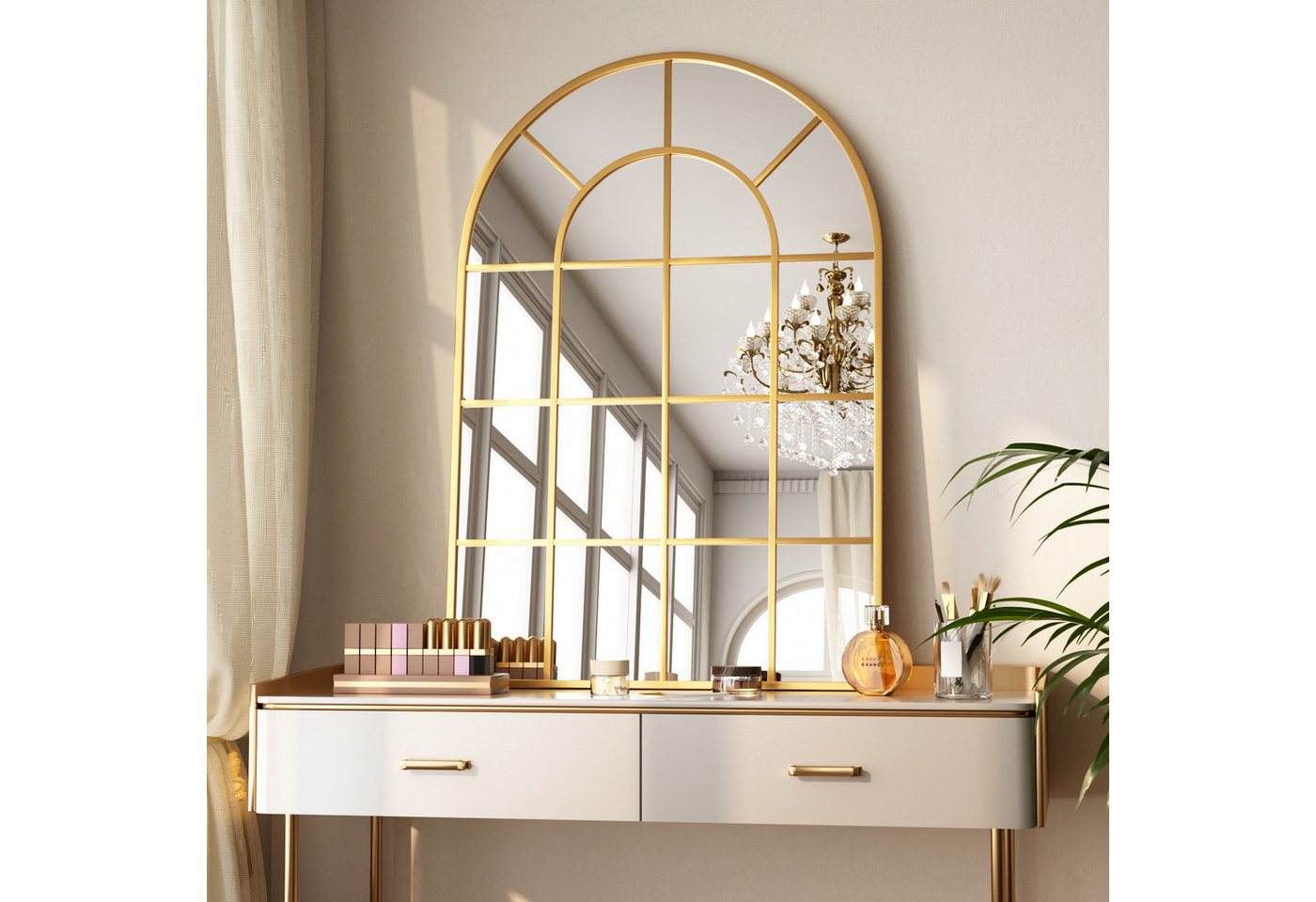 BEAUTYPEAK Dekospiegel Dekorativer gewölbter Wandspiegel mit Fensterpaneel BEAUTYPEAK Dekospiegel Dekorativer gewölbter Wandspiegel mit Fensterpaneel von BEAUTYPEAK