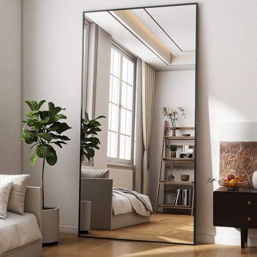 BEAUTYPEAK Groß Ganzkörperspiegel 200x90 cm, Großer Standspiegel mit Ständer, Bodenspiegel hängend oder lehnend an die Wand für Schlafzimmer, Flur oder Ankleidezimmer, Schwarz BEAUTYPEAK Groß Ganzkörperspiegel 200x90 cm, Großer Standspiegel mit Ständer, Bodenspiegel hängend oder lehnend an die Wand für Schlafzimmer, Flur oder Ankleidezimmer, Schwarz von BEAUTYPEAK