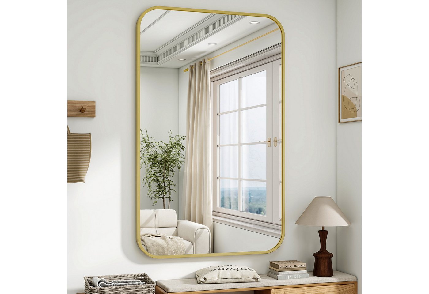 BEAUTYPEAK Wandspiegel Rechteckiger Spiegel mit abgerundeten Ecken BEAUTYPEAK Wandspiegel Rechteckiger Spiegel mit abgerundeten Ecken von BEAUTYPEAK