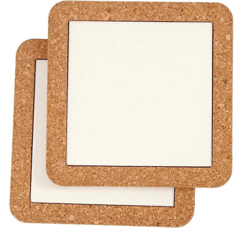 BEAZZ Topfuntersetzer Untersetzer 2er Set aus Porzellan mit Korkrahmen 15,5 x 15,5 cm, Bemalbar & hitzebeständig BEAZZ Topfuntersetzer Untersetzer 2er Set aus Porzellan mit Korkrahmen 15,5 x 15,5 cm, Bemalbar & hitzebeständig von BEAZZ
