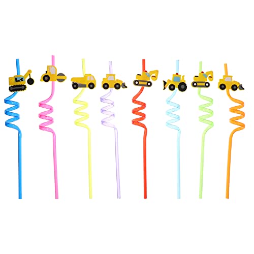 8 Stück Cartoon Engineering Auto Strohhalme Kinder Geburtstag Party Trinkhalme von BEBALETY