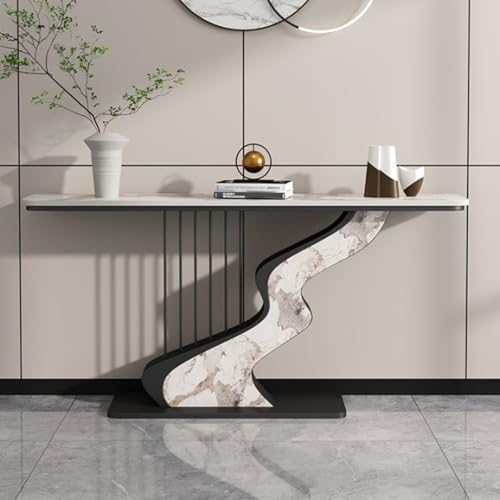 Abstrakter Konsolentisch im Art-déco-Stil aus Metalllegierung，Moderner Konsolentisch, kratzfester Konsolentisch，Schmaler Konsolentisch mit Metallgestell，Geeignet für kleine Räume(A,120cm/47.2in) von BEBANE