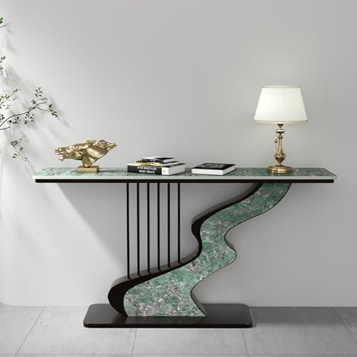 Abstrakter Konsolentisch im Art-déco-Stil aus Metalllegierung，Moderner Konsolentisch, kratzfester Konsolentisch，Schmaler Konsolentisch mit Metallgestell，Geeignet für kleine Räume(E,100cm/39.4in) von BEBANE