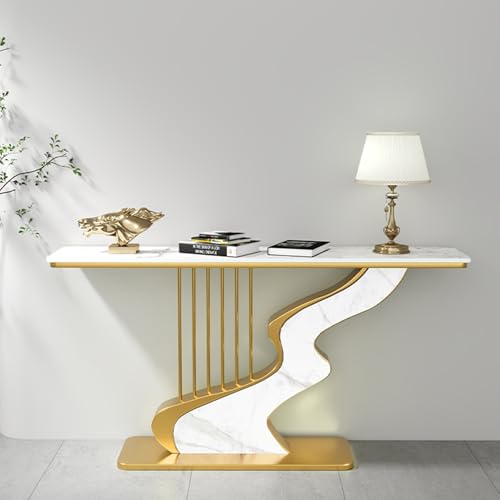 Abstrakter Konsolentisch im Art-déco-Stil aus Metalllegierung，Moderner Konsolentisch, kratzfester Konsolentisch，Schmaler Konsolentisch mit Metallgestell，Geeignet für kleine Räume(H,120cm/47.2in) von BEBANE