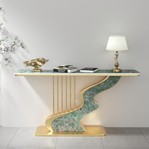 Abstrakter Konsolentisch im Art-déco-Stil aus Metalllegierung，Moderner Konsolentisch, kratzfester Konsolentisch，Schmaler Konsolentisch mit Metallgestell，Geeignet für kleine Räume(J,100cm/39.4in) von BEBANE