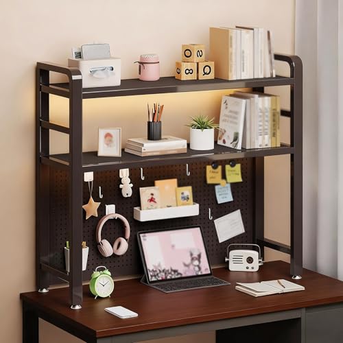 BEBANE 2-stöckiges Schreibtisch-Bücherregal,Metall-Schreibtischregal mit Gitter-Panel-Display-Organizer,Computer-Schreibtisch-Bücherregal für Zuhause,Büro,Wohnheim(Black Double Layer,135cm/53.1in) BEBANE 2-stöckiges Schreibtisch-Bücherregal,Metall-Schreibtischregal mit Gitter-Panel-Display-Organizer,Computer-Schreibtisch-Bücherregal für Zuhause,Büro,Wohnheim(Black Double Layer,135cm/53.1in) von BEBANE